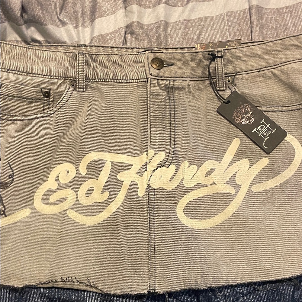 Ed Hardy Light Gray Denim Skirt